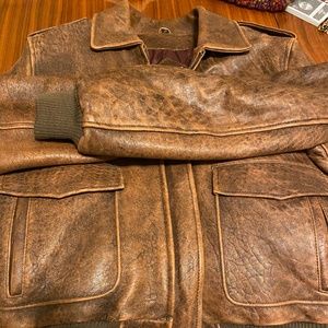 Distressed leather jacket